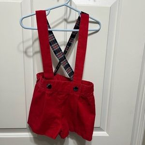 The Beaufort Bonnet boys shorts with straps. With adorable plaid pattern! 2T.